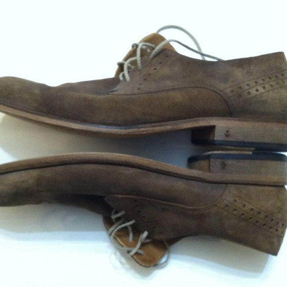 JOHN VARVATOS MEN\'S PRE-OWNED TAN LEATHER SUEDE DRESS SHOES SIZE: 10M main image 11